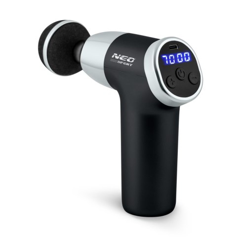 Pistolet do Masażu Neo-Sport NS-500 8 Końcówek LCD Etui Czarny