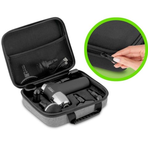Pistolet do Masażu Neo-Sport NS-500 8 Końcówek LCD Etui Czarny