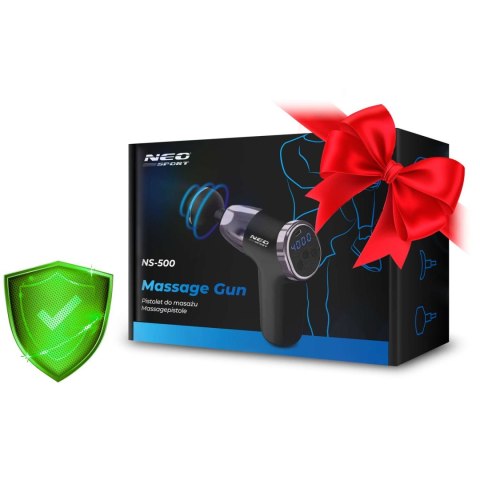 Pistolet do Masażu Neo-Sport NS-500 8 Końcówek LCD Etui Czarny