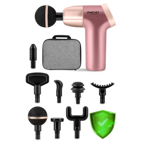 Pistolet do Masażu Ciała NS-500 Neo-Sport Różowy– 8 Końcówek, LCD, Etui