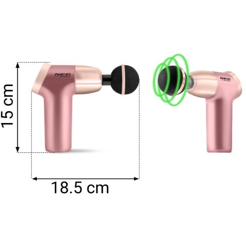 Pistolet do Masażu Ciała NS-500 Neo-Sport Różowy– 8 Końcówek, LCD, Etui