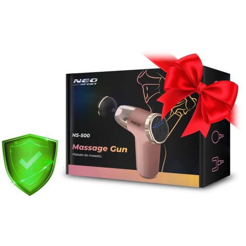 Pistolet do Masażu Ciała NS-500 Neo-Sport Różowy– 8 Końcówek, LCD, Etui