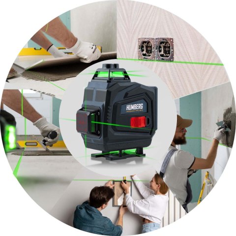 Laser Krzyżowy Humberg HM-170, Statyw, Walizka, 16 Linii, 2 Akumulatory
