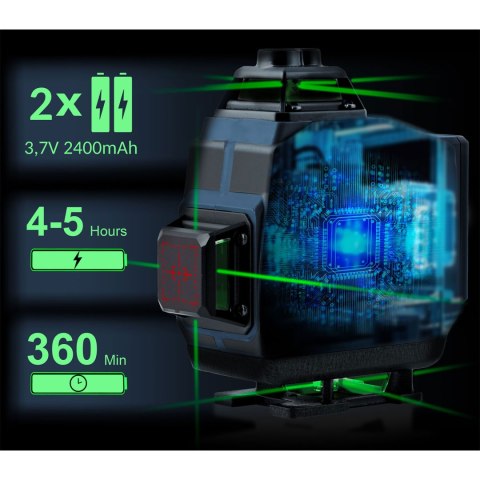 Laser Krzyżowy Humberg HM-170, Statyw, Walizka, 16 Linii, 2 Akumulatory