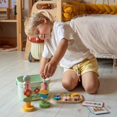 Drewniany sorter edukacyjny 7w1 Tooky Toy box ogród układanka