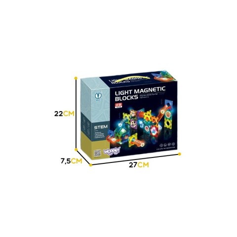 Magnetyczne Klocki WOOPIE Zestaw Konstrukcyjny Świecące 49 el Magnetyczne Klocki WOOPIE Zestaw Konstrukcyjny Świecące 49 el