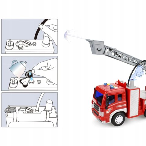 Wóz Strażacki Z Podnośnikiem I Wodą – Interaktywny Pojazd Straży Pożarnej Dla Dzieci