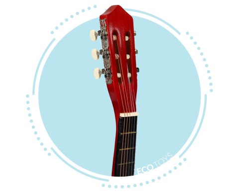 Duża Gitara Dla Dzieci ECOTOYS – Drewniana 6-Strunowa, 18 Progów, 76 Cm