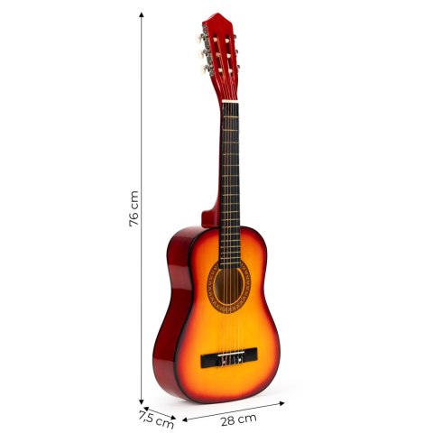 Duża Gitara Dla Dzieci ECOTOYS – Drewniana 6-Strunowa, 18 Progów, 76 Cm