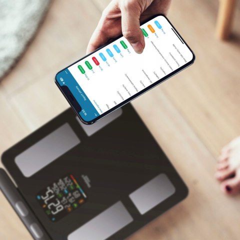 Analityczna Waga Łazienkowa WEBBER – Bluetooth, Analiza Składu Ciała, LCD, 180kg