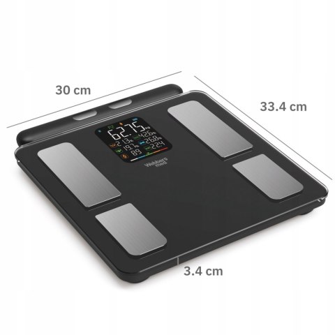 Analityczna Waga Łazienkowa WEBBER – Bluetooth, Analiza Składu Ciała, LCD, 180kg