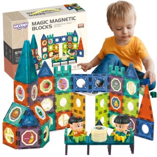 Klocki Magnetyczne WOOPIE 98 el. – Zamek Z Figurkami,