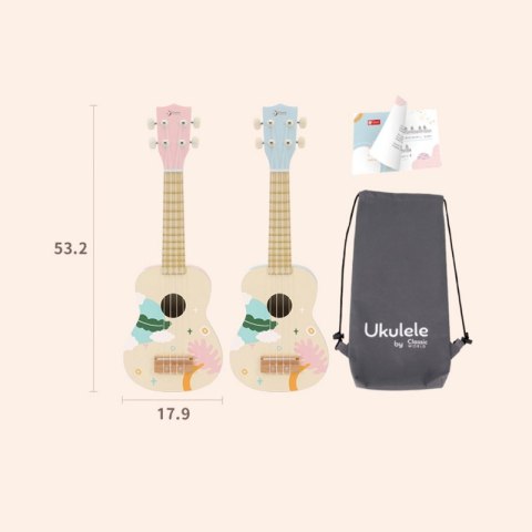 Różowe Drewniane Ukulele Classic World – Gitara dla Dzieci Różowe Drewniane Ukulele Classic World – Gitara dla Dzieci