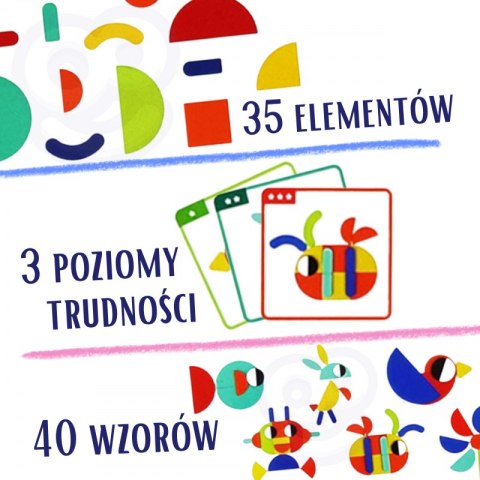 Układanka Montessori Drewniana 55 el 40 Wzorów WOOPIE