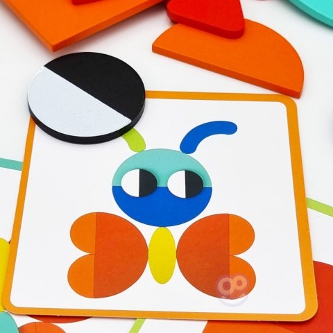 Układanka Montessori Drewniana 55 el 40 Wzorów WOOPIE