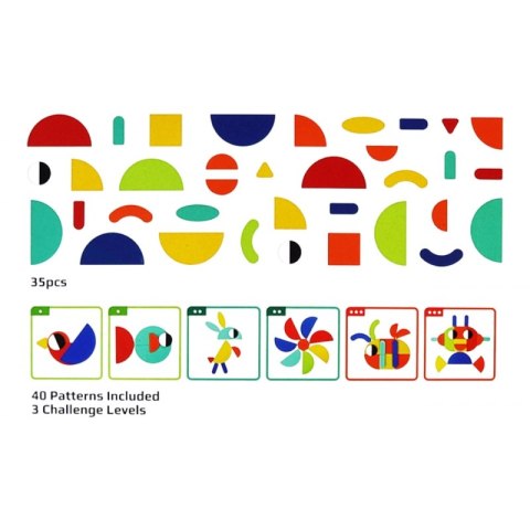 Układanka Montessori Drewniana 55 el 40 Wzorów WOOPIE