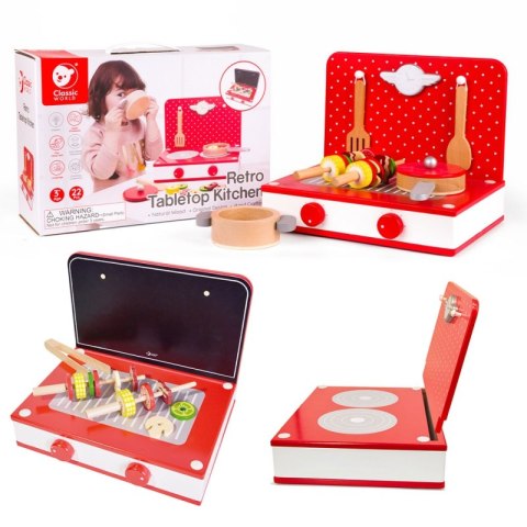 CLASSIC WORLD Drewniana Kuchnia 2w1 Grill + Kuchenka dla Dzieci 22el. CLASSIC WORLD Drewniana Kuchnia 2w1 Grill + Kuchenka dla Dzieci 22el.