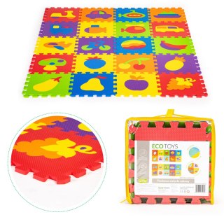 Edukacyjna Mata Piankowa Puzzle ECOTOYS – Owoce, Pojazdy, 148x119 Cm