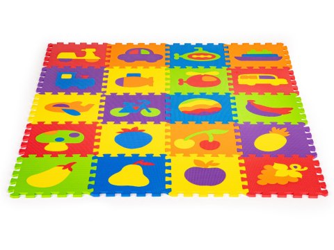 Edukacyjna Mata Piankowa Puzzle ECOTOYS – Owoce, Pojazdy, 148x119 Cm