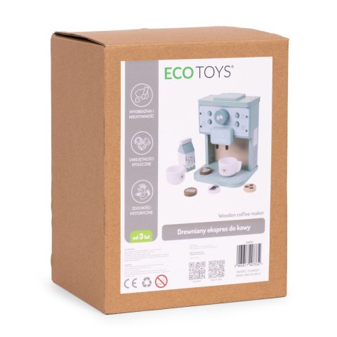 Drewniany Ekspres Do Kawy Dla Dzieci ECOTOYS – Zestaw Baristy