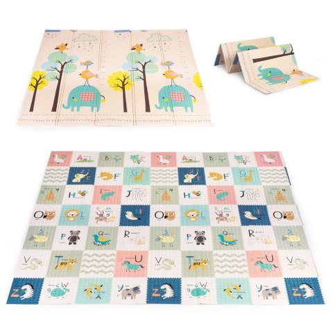 Piankowa Mata Edukacyjna ECOTOYS 200x180 Cm Dwustronna - Alfabet, Miarka