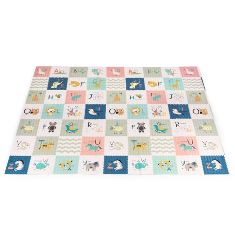 Piankowa Mata Edukacyjna ECOTOYS 200x180 Cm Dwustronna - Alfabet, Miarka