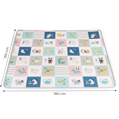 Mata Piankowa ECOTOYS Dwustronna 180x150 Cm - Alfabet I Zwierzęta
