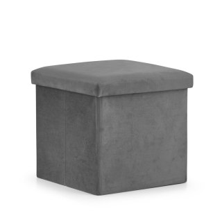 Składana Pufa Z Weluru Ze Schowkiem OSKAR 31x31x31 cm – Podnóżek