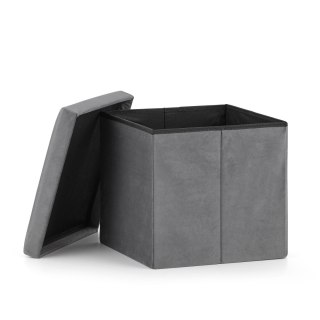 Składana Pufa Z Weluru Ze Schowkiem OSKAR 31x31x31 cm – Podnóżek