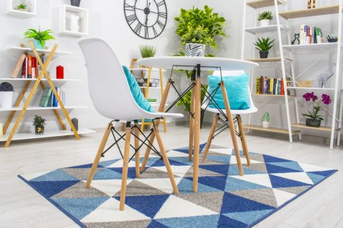 Stół Okrągły TODI Biały 80 Cm Bukowe Nogi OSKAR