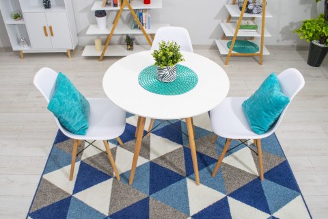 Stół Okrągły TODI Biały 80 Cm Bukowe Nogi OSKAR