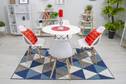 Stół Okrągły TODI Biały 80 Cm Bukowe Nogi OSKAR