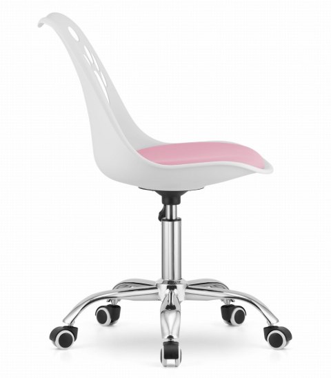 Nowoczesne Krzesło Obrotowe Leobert Print – Biało-Różowe, Ekoskóra, Regulacja
