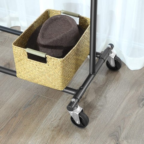 Stojak Na Ubrania Na Kółkach Z Regulowanym Drążkiem - Stalowy 160 Cm