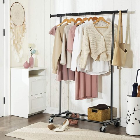 Stojak Na Ubrania Na Kółkach Z Regulowanym Drążkiem - Stalowy 160 Cm