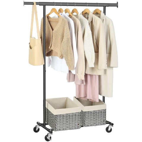 Stojak Na Ubrania Na Kółkach Z Regulowanym Drążkiem - Stalowy 160 Cm