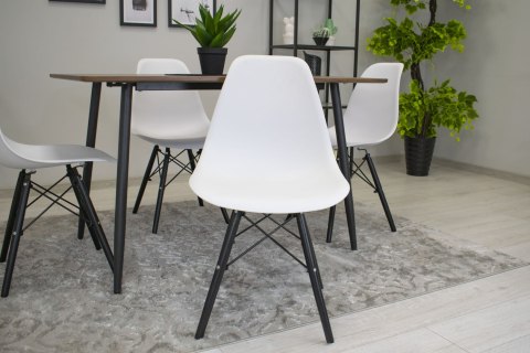 Krzesło Do Jadalni OSAKA Białe Czarne Nogi Styl Skandynawski