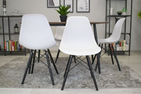 Krzesło Do Jadalni OSAKA Białe Czarne Nogi Styl Skandynawski
