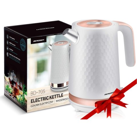 Czajnik Elektryczny Berdsen BD‑705 - Metalowy, 1,7 L, 2200 W, Biel - Miedż