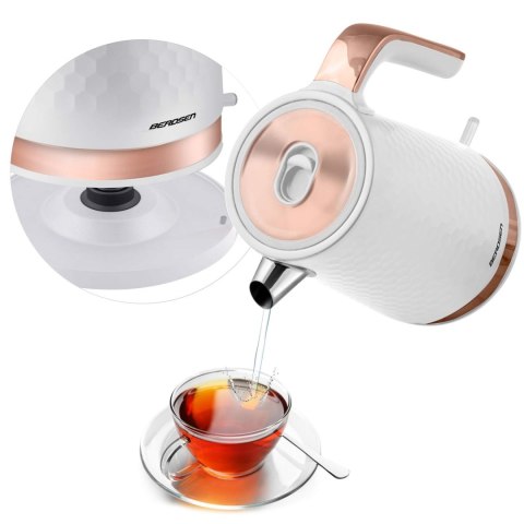 Czajnik Elektryczny Berdsen BD‑705 - Metalowy, 1,7 L, 2200 W, Biel - Miedż