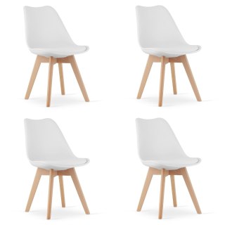 Zestaw 4x Krzesło Białe Do Jadalni Salon Bukowe Nogi MARK