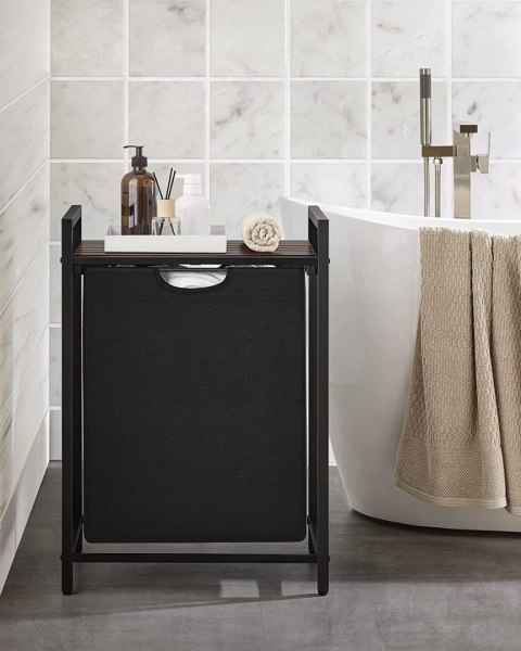 Oskar Loftowy Kosz Na Pranie 65 L Loft Czarny Jednokomorowy Z Blatem