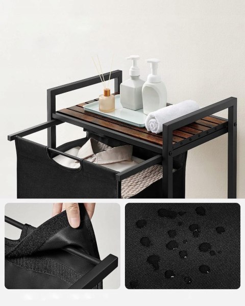 Oskar Loftowy Kosz Na Pranie 65 L Loft Czarny Jednokomorowy Z Blatem