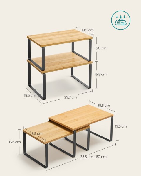 Zestaw Półek Kuchennych Loftowych OSKAR – Dąb/Czarny, Styl Industrialny