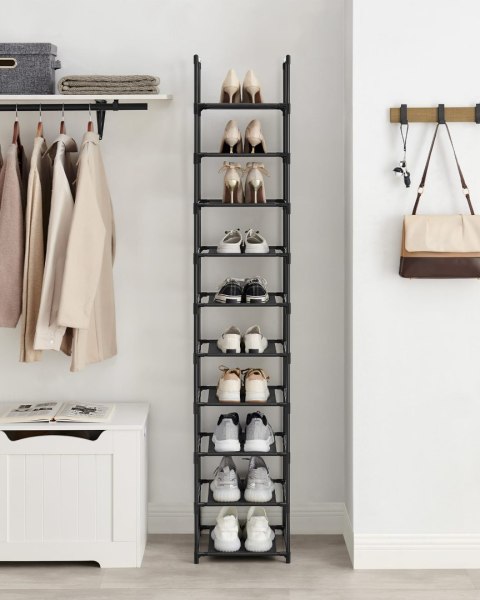 Regał na Buty 10 Półek OSKAR Czarny Loft Stojak Organizer