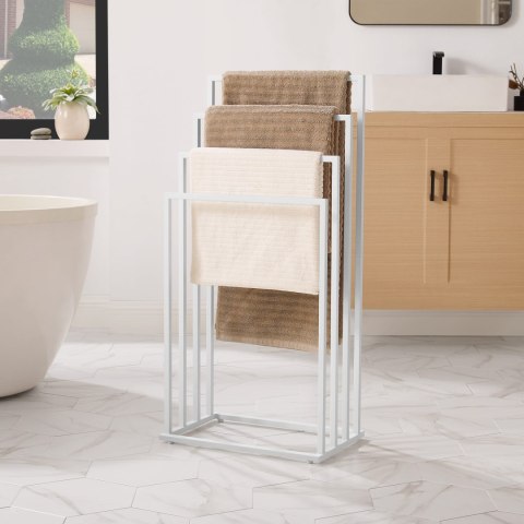 Stojak Łazienkowy na Ręczniki 4 Poziomy Biały Mat