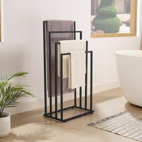 Stojak Łazienkowy na Ręczniki 4 Poziomy Czarny
