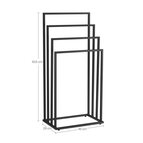 Stojak Łazienkowy na Ręczniki 4 Poziomy Czarny