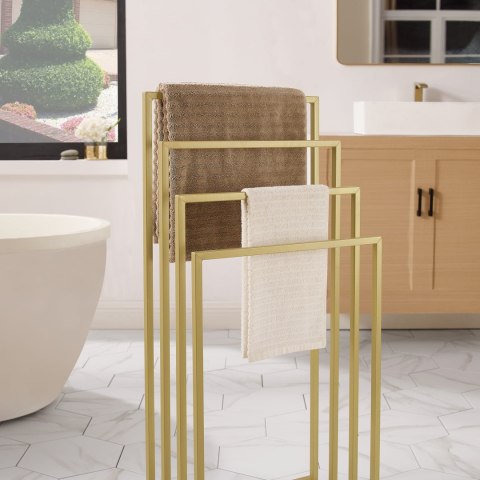 Stojak Łazienkowy na Ręczniki 4 Poziomy Złoty