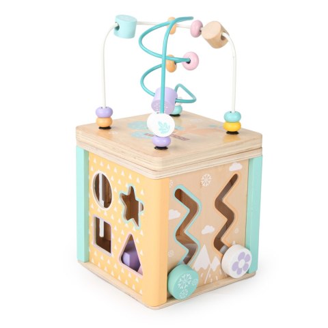Kostka Edukacyjna Drewniana ECOTOYS Montessori - Sorter, Labirynt, Puzzle